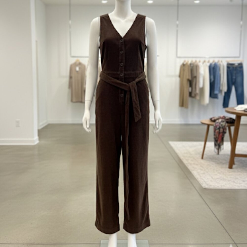 Brown corduroy Faherty jumpsuit, size small, never worn
